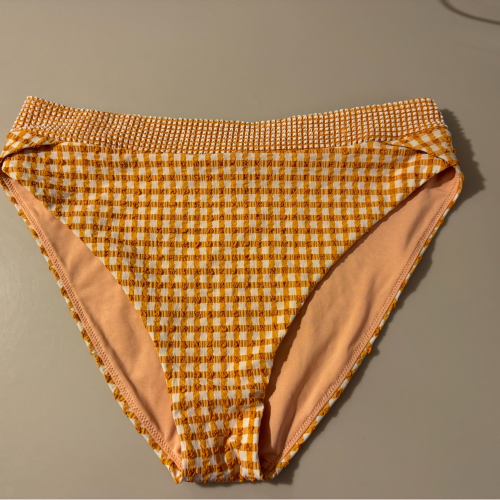 New Without Tags -Orange gingham high waisted swim bottoms